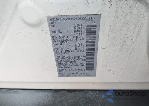 2017 Nissan Rogue Sl z USA, uszkodzony, nr VIN 5N1AT2MT8HC754006